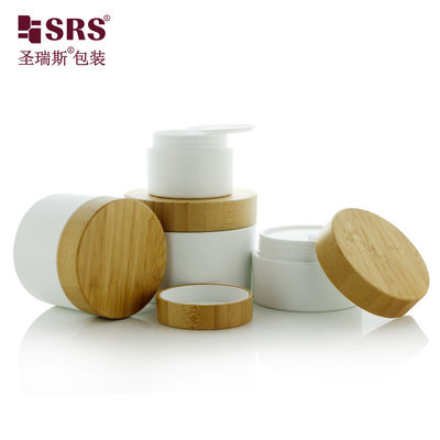 comprar 50g 100g 150g 250g Matte Frosted PP Plastic Jar With Real Bamboo Cap Container de creme personalizado online manufacture