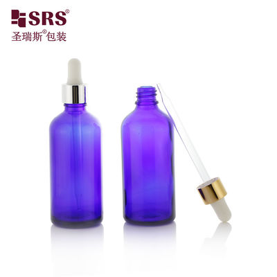comprar Grande tamanho Perfume redondo em forma de Boston garrafa de gotas de vidro azul 100 ml online manufacture