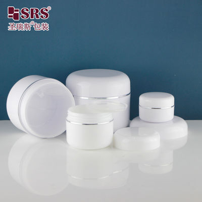 comprar Pronto para o Envio Empilhadeira Branca de Parede Dupla Redonda Vazia Creme Cosmético Branco Jarros de Plástico 50 ml online manufacture
