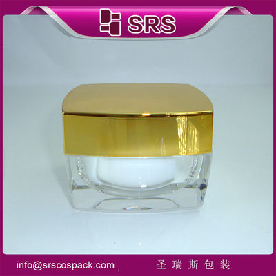 comprar SRS China fornecedor fanshion gloden vazio acrílico quadrado recipiente de creme cosmético por atacado online manufacture