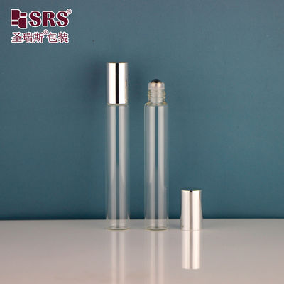 comprar 15 mm de diâmetro tubo tubo vidro 10 ml rolos de bolas de aço inoxidável em garrafa com tampa de alumínio de metal brilhante para óleos essenciais embalagem de perfumes vazios online manufacture