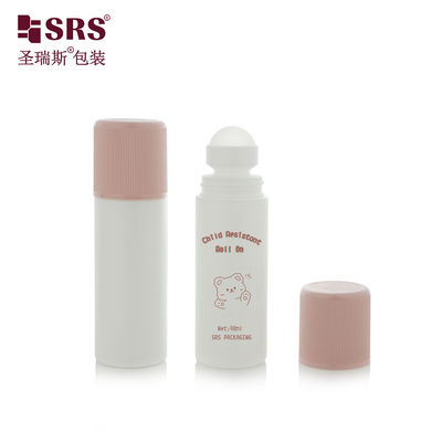 comprar RPPD1-90ML Round White Bottle With Colored Ribbed CRC Cap Double Wall High End Roll On Bottle online manufacture