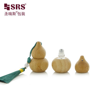 comprar Mini forma de abóbora real de vidro de bambu Botella de bola de rolos interna para óleo de perfumes luxo personalizado online manufacture