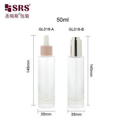 comprar GL018 Frasco conta-gotas de vidro de parede espessa e formato redondo de cilindro de 50ml para soro de cuidados com a pele online manufacture