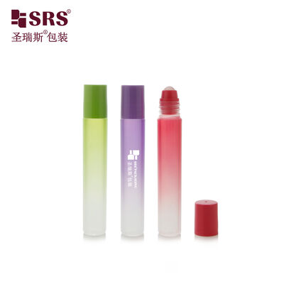 comprar Frasco roll-on de plástico PP de 8ml com gradiente de cores pintadas vermelho, verde e roxo para aplicador de gel para acne online manufacture