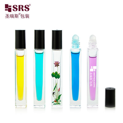 Comprar 10 ml Frasco de vidro retangular de rolo recarregável Vial de vidro em rolos vazio Embalagem cosmética exclusiva OEM suportado online manufacture