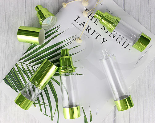 comprar 15 ml 30 ml 40 ml 50 ml 80 ml 100 ml 120 ml SAN frasco de plástico metalizado verde sem ar online manufacture