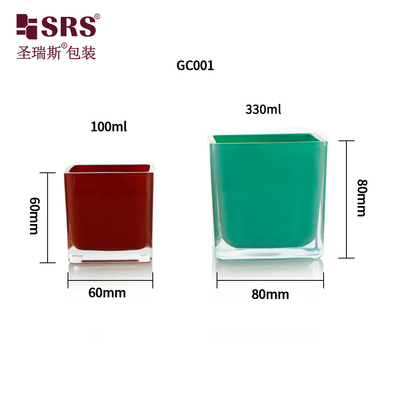 Gráfico Elegante Vazio Personalização Colorido Quadrado Vidro Candle Jar