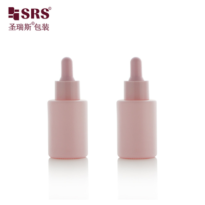 Garrafas redondas de vidro bonitas Óleo essencial de perfume Garrafa rosada 30 ml