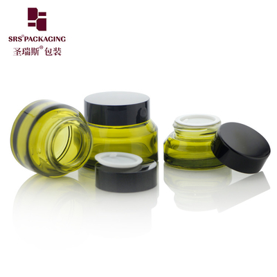 15 ml 30 ml 50 ml Embalagem de cuidados com a pele Vazio Tinta Verde Cor Design Único Vidro Cosmético Jar 50g
