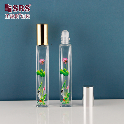 10 ml de rolo de forma quadrada em garrafas com impressão 3D Flores