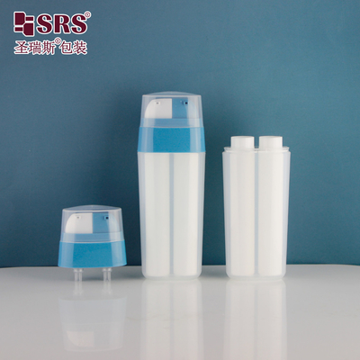 30 ml Tubos Duplos PP PCR Loção Reciclada Sero Gel Cuidados da Pele Frasco Cosmético Sem Ar 20 ml