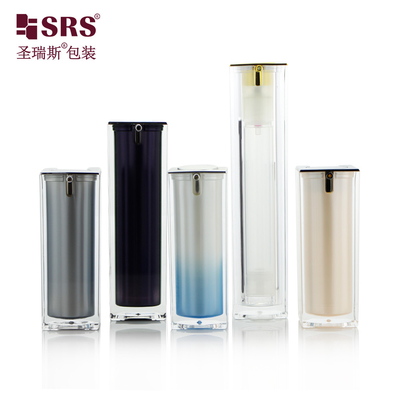 Garrafas de loção de plástico acrílico de alta qualidade Garrafas de pompa sem ar para cuidados com a pele 15ml 30ml 50ml