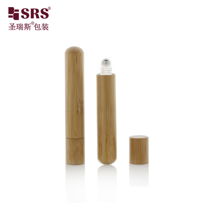 Bottom redondo engraçado óleo essencial rolor de aço garrafas de bola de massagem sem vazamento natural de bambu garrafa de vidro
