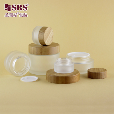 15g 30g 50g 100g 200g Vazio Claro Matte Vidro Personalizado Jar Cosmético Bambu