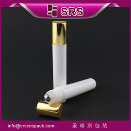 SRS 15 ml rolo de creme para os olhos vazio na embalagem do fornecedor, frasco em rolo com tampa dourada brilhante