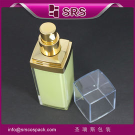 frasco transparente com tampa quadrada colorida para creme de cuidados com a pele, fornecedor de frasco sem ar