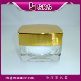 SRS China fornecedor fanshion gloden vazio acrílico quadrado recipiente de creme cosmético por atacado