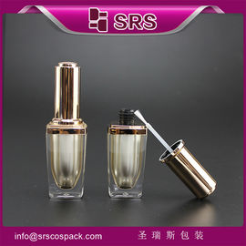SRS por grosso luxo vazio quadrado 8 ml garrafa de plástico de esmalte de unhas com tampa de pincel dourada