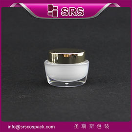 J041 15g 30g 50g frasco de cosméticos branco com tampa dourada, frasco de creme acrílico