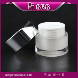frasco cosmético branco de forma especial, tampa metalizada J093 30 g frasco de 50 g