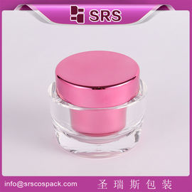 Fabricação de frascos acrílicos de luxo de prata de 15 ml, 30 ml e 50 ml com tampa