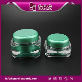 J051 frasco quadrado para cuidados da pele,SRS PACAGEM frasco verde 50 g