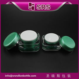 frasco de cuidados com a pele de cor verde, recipiente de cosméticos de forma quadrada de alta qualidade vazio