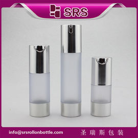 TA021 15 ml 30 ml 50 ml frasco transparente fosco com ombro prateado e frasco sem ar com base