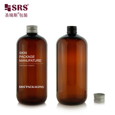 SRS Toner redondo de forma Boston 500 ml de grande capacidade de plástico PCR Ambre PET Eco-Friendly