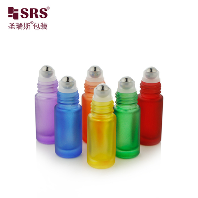 Luxo Colorido Pintado Matte Finido Vidro Botelha de Bolas de Roller Botelhas de Óleo de Perfumes Roll On