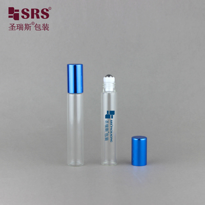 8 ml de Alumínio Azul Gloss Cap Glass Tube Perfume Clear Roll On Bottle