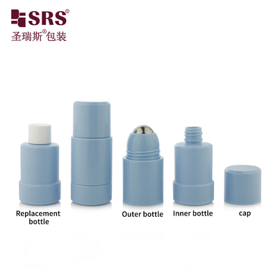 Embalagem Cosmética Vazia Bola de Roller Substituivel PP PCR 50ml Roll On Bottle