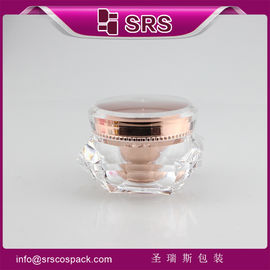 J060C recipiente cosmético de luxo em forma de diamante, frasco acrílico brilhante