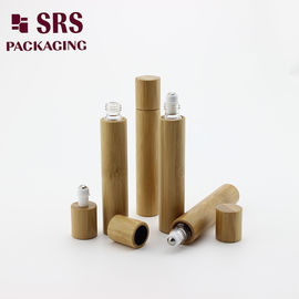 15 ml de luxo real frasco de soro de bambu com vidro frasco interior rolo em bola de metal