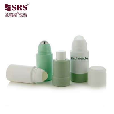 50ml 75ml Vazio Repelível Reemplir PP PCR Reciclado Injeção Custom Color Deodorante Luxury Roll On Bottle