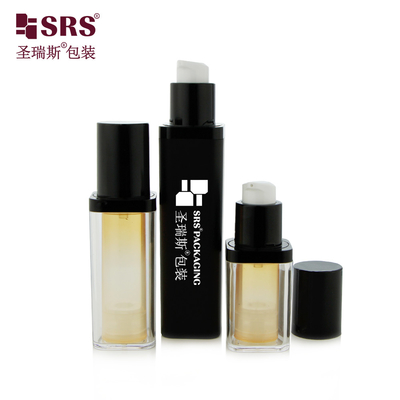 PET Vazio Substituivel Dupla Parede Forma Quadrada Cor Customizada Cor Soro Facial Sem Ar Botão 50ml
