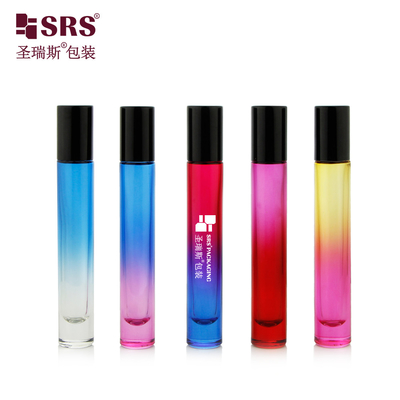 10 ml de forma redonda fundo grosso luxo vazio personalizado de cor de vidro de óleo de cor gradiente