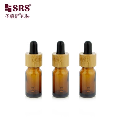 Luxo Bambu Ombro Vidro Serum Facial Elegante Disponível em estoque Garrafa 10ml