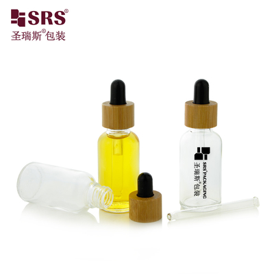 1 OZ Vazio Óleo essencial de vidro transparente e transparente de luxo Bamboo