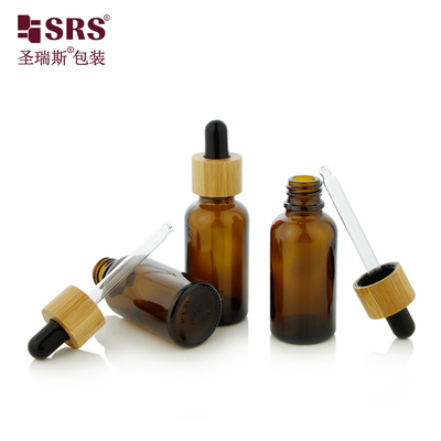 1 oz Ambre Vazio Óleo Essencial Cosmético de Bambú Ombro 30 ml Garrafa de Vidro