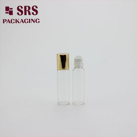 frasco de vidro transparente de 5 ml com esfera de vidro e tampa de alumínio vazia para óleo de perfume