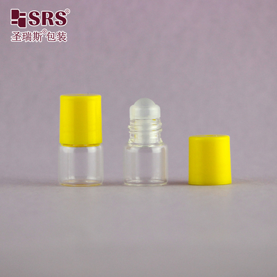 BLP-1ML Mini Travel Size Vial de vidro transparente Botão de bola de rolos Para perfume de óleo essencial Sem vazamento