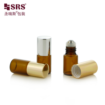 2 ml Botão de perfume de vidro cilíndrico de rolos de âmbar com amostras de estoque Sem fugas