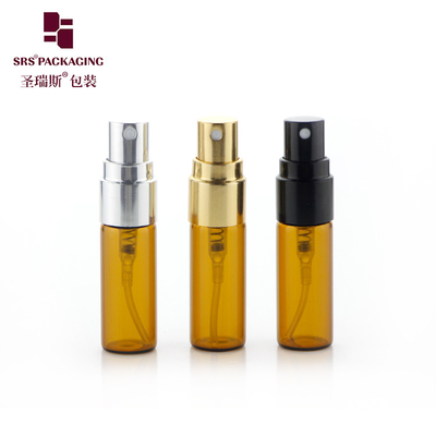 BLPA-3ML Ambar Vial Tubo de Garrafa de Vidro Com Alumínio Ouro Sprayer Pump Para Perfumes