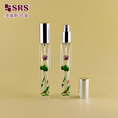 GSB2-10ML Quadrado Luxo High End Fonte Grossa Bottom Claras Transparente Botella de Vidro Sprayer Fine Mist Para Perfumes