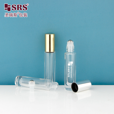 GB1-5ML Transparente Mini Dimensão de Viagem Fonte Grossa Luxo Óleo Essencial Rolo de Vidro em recipiente de garrafa