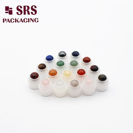 Carregador de bolas de plástico de pedras semipreciosas redondas pequenas e coloridas com bola para garrafa de rolo
