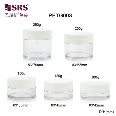 PETG003 100g 120g 150g 200g 250g recipiente de frasco de plástico PETG transparente para creme facial