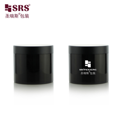 SRSQ 400g Injeção Preto Brilhante PP PCR Material reciclado ecológico Parede única Creme corporal frascos Recipiente Embalagem cosmética